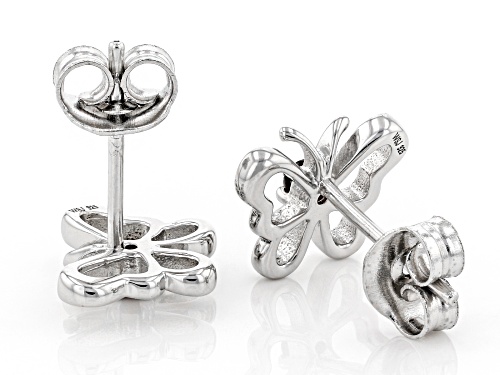 .08ctw Round Vermelho Garnet™ Rhodium Over Sterling Silver Children's Butterfly Stud Earrings