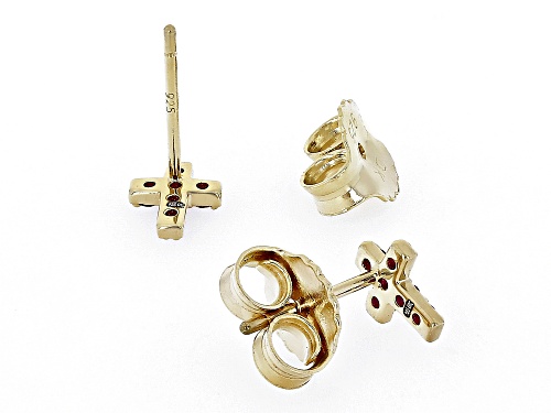 .24ctw Round Lab Created Ruby 18k Yellow Gold Over Sterling Silver Children's Cross Earrings