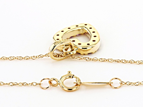 0.18ct Round Amethyst 10k Yellow Gold Heart Shaped Children's Pendant With Chain