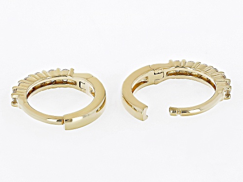 .31ctw Round White Zircon 18k Yellow Gold Over Sterling Silver Children's Birthstone Hoop Earrings