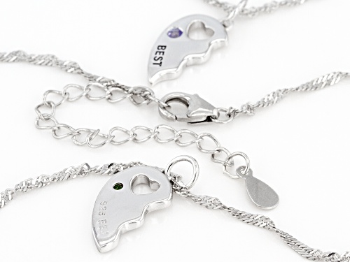 0.03ct Tanzanite With 0.03ct Chrome Diopside Rhodium Over Silver Children's Best Friend Necklace