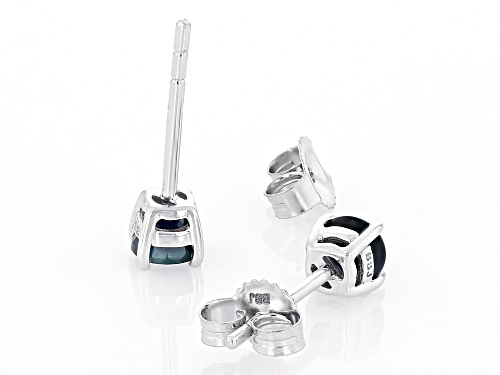 0.60ctw Blue Sapphire Rhodium Over 10k White Gold Children's Stud Earring