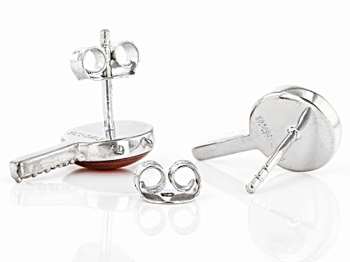 Pink Enamel With 0.10ctw White Zircon Rhodium Over Sterling Silver Children's Lollipop Earrings