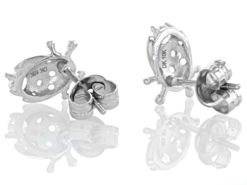 0.20ctw White Zircon Rhodium Over 10k White Gold Ladybug Children's Stud Earrings