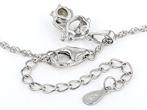0.15ct Manchurian Peridot™ Rhodium Over Sterling Silver Children's Monkey Pendant With Chain