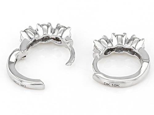 0.30ctw Aquamarine Rhodium Over 10k White Gold 3-Stone Children's Hoop Earrings