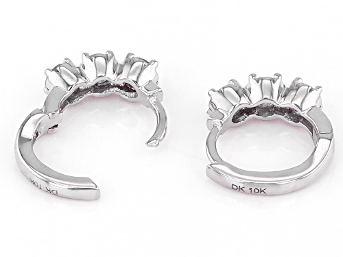 1.11ctw Mahaleo® Ruby Rhodium Over 10k White Gold 3-Stone Children's Hoop Earrings