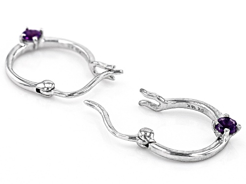 0.07ctw Round African Amethyst Rhodium Over 10k White Gold Children's Earrings