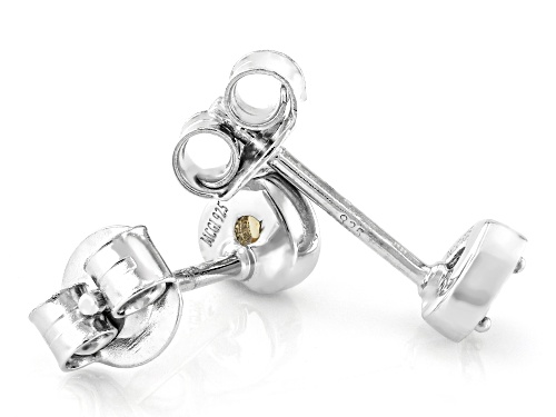 0.12ctw Citrine Rhodium Over Sterling Silver Children's Birthstone Heart Stud Earrings