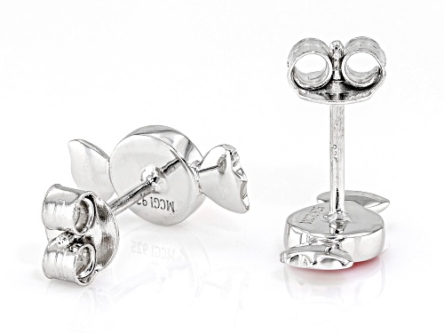 Pink Enamel Rhodium Over Sterling Silver Candy Children's Stud Earrings