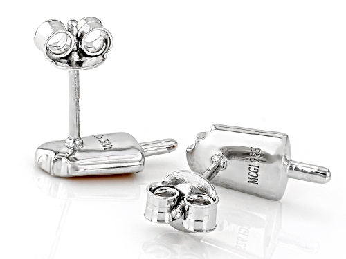 Orange Enamel Rhodium Over Sterling Silver Popsicle Children's Earrings