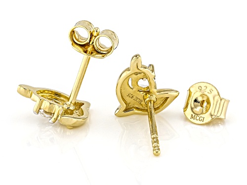 0.25ctw Round White Topaz 18k Yellow Gold Over Sterling Silver Dolphin Children's Earrings