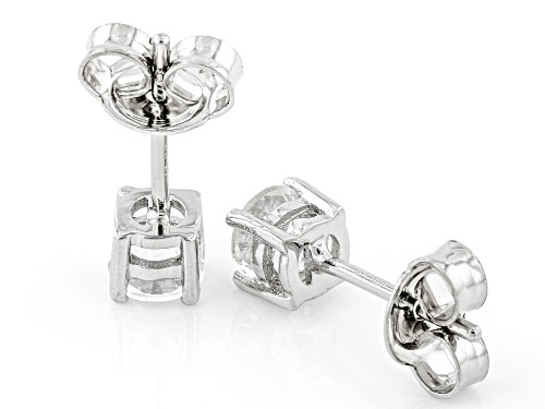 White Topaz Rhodium Over Sterling Silver Children's Stud Earrings 0.45ctw