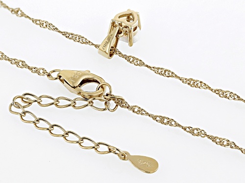 0.21ct Heart Shape Lab Opal 18k Yellow Gold Over Silver Children's Pendant With Chain