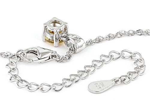 0.25ct Round Citrine Rhodium Over Sterling Silver Children's Pendant with Chain