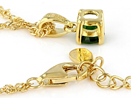 0.23ct Round Chrome Diopside 18k Yellow Gold Over Silver Children's Pendant with Chain