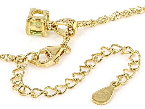 0.24ctw Round Manchurian Peridot™ 18k Yellow Gold Over Silver Children's Pendant/Chain