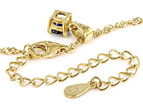 0.28ct Round Lab Created Blue Sapphire 18k Yellow Over Silver Children's Birthstone Pendant W/Chain