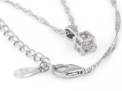 0.23ct Round White Topaz Rhodium Over Sterling Silver Children's Pendant with Chain