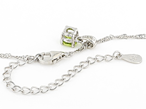 0.23ct Manchurian Peridot™ Rhodium Over Sterling Silver Children's Pendant with Chain