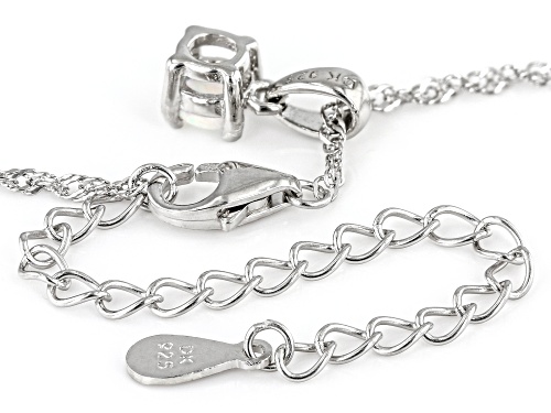 0.09ct Lab Created Opal Rhodium Over Sterling Silver Children's Pendant with Chain