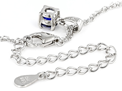 0.23ct Lab Created Blue Sapphire Rhodium Over Silver Children's Pendant with Chain