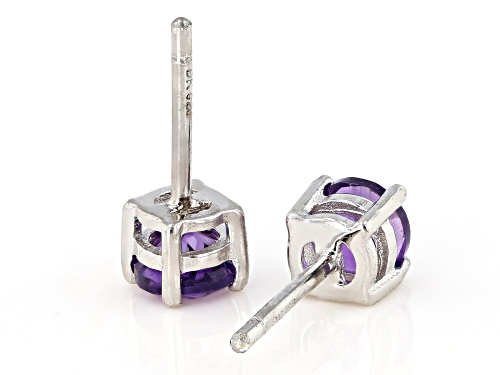 0.43ctw Round African Amethyst Rhodium Over Sterling Silver Children's Stud Earrings