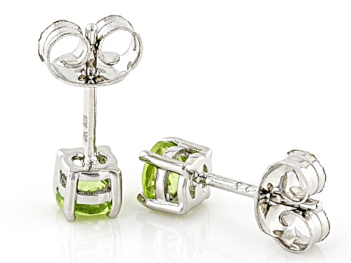 0.46ctw Round Manchurian Peridot™ Rhodium Over Sterling Silver Children's Stud Earrings