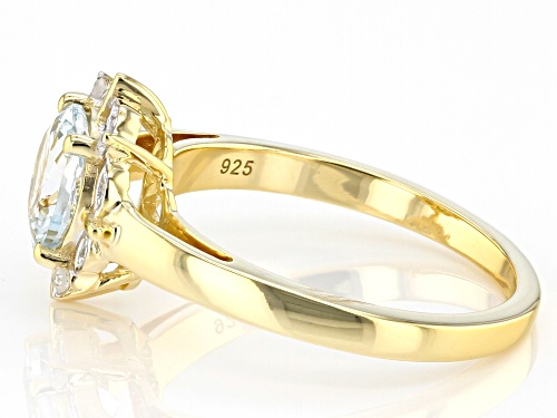 0.90ct Aquamarine And 0.02ctw White Diamond 18k Yellow Gold Over Sterling Silver Ring - Size 10