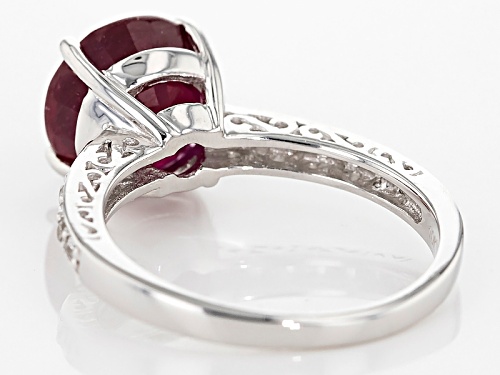 4.79ct Round Mahaleo® Ruby And .37ctw Round White Zircon 10k White Gold Ring - Size 6