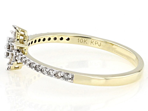 0.20ctw Round And Baguette White Diamond 10k Yellow Gold Cluster Ring - Size 8