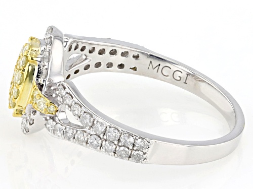 0.55ctw Round Natural Yellow And White Diamond 10k White Gold Cluster Ring - Size 6