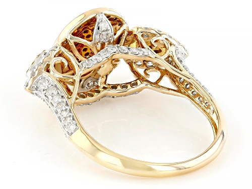 0.95ctw Round Natural Yellow And White Diamond 10k Yellow Gold Cluster Ring - Size 6
