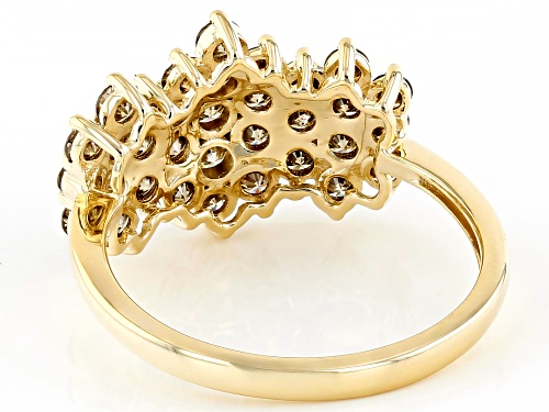 1.25ctw Round Champagne Diamond 10k Yellow Gold Cluster Ring - Size 5