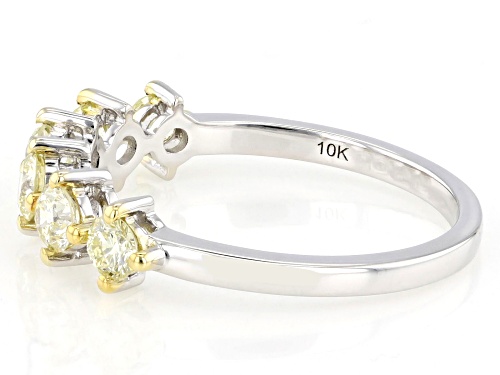 0.75ctw Round Natural Yellow Diamond 10k White Gold Band Ring - Size 8