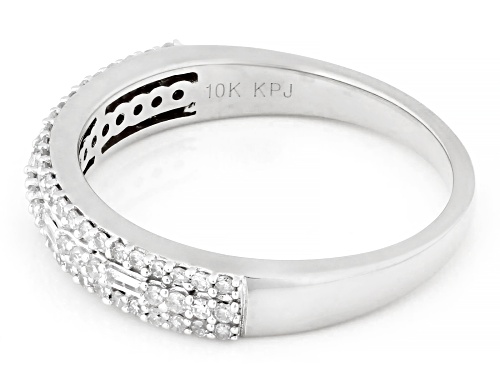0.33ctw Round And Baguette White Diamond 10k White Gold Band Ring - Size 6