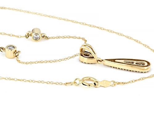0.45ctw Round And Baguette White Diamond 10k Yellow Gold Slide Pendant And Rope Chain