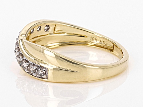 0.20ctw Round White Diamond 10k Yellow Gold Crossover Band Ring - Size 7