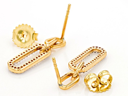 0.20ctw Round White Diamond 10k Yellow Gold Paperclip Earrings