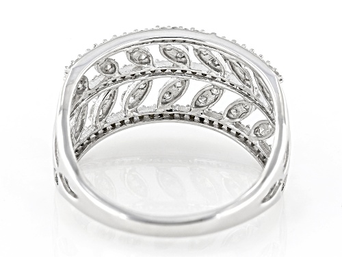 0.65ctw Round White Diamond 10k White Gold Wide Band Floral Ring - Size 5
