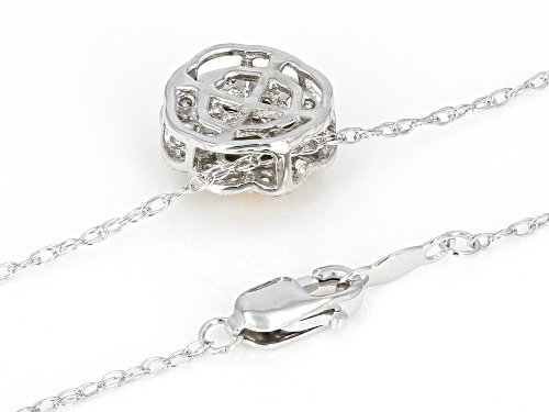 0.40ctw Round Natural Yellow And White Diamond 10k White Gold Halo Slide Pendant With 18