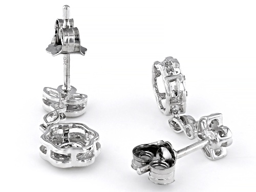 0.25ctw Round White Diamond 10k White Gold Floral Earrings