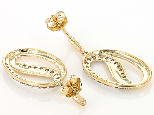 0.50ctw Round White Diamond 10k Yellow Gold Dangle Earrings