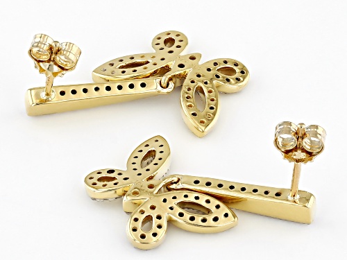 0.50ctw Round White Diamond 10k Yellow Gold Butterfly Dangle Earrings
