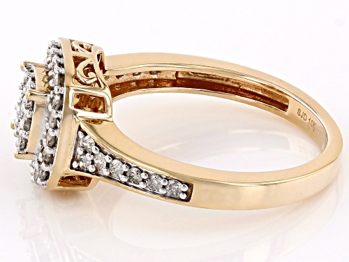 0.50ctw Round White Diamond 10k Yellow Gold Halo Ring - Size 5.5