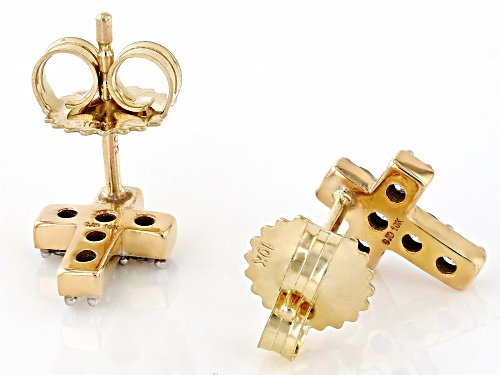 0.35ctw Round White Diamond 10k Yellow Gold Cross Earrings