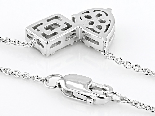 0.35ctw Baguette And Round White Diamond 10k White Gold Cluster Necklace - Size 18