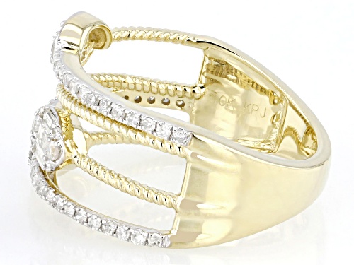 0.50ctw Round And Baguette White Diamond 10k Yellow Gold Open Design Wide Band Ring - Size 5