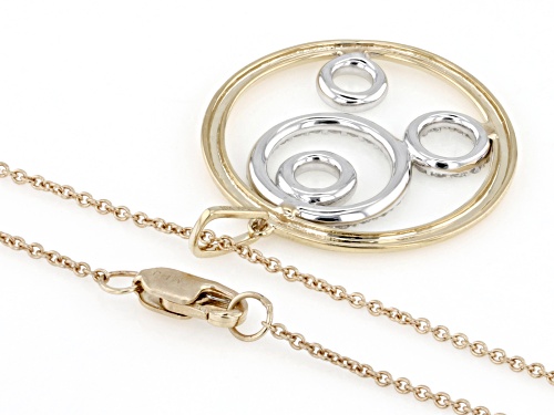 0.25ctw Round White Diamond 10k Two-Tone Gold Circle Pendant With 18