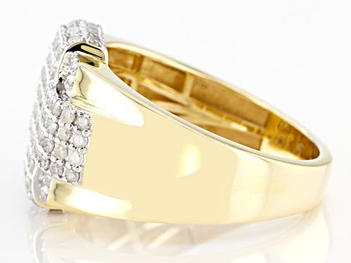 1.25ctw Round White Diamond 10k Yellow Gold Men's Cluster Ring - Size 12